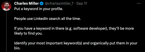 Strategy number two for making money on LinkedIn by having keywords in your profile. 